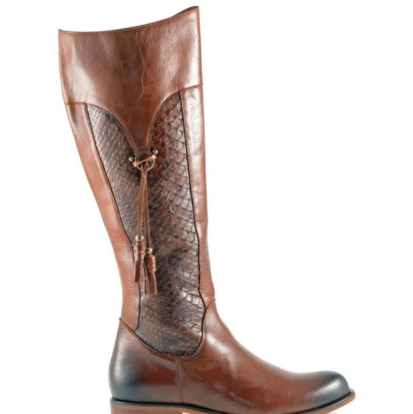 Corral Manchester Cowhide Riding Boots, Real Python Insets, Tassel, Zip, Sz 10 - Picture 1 of 9